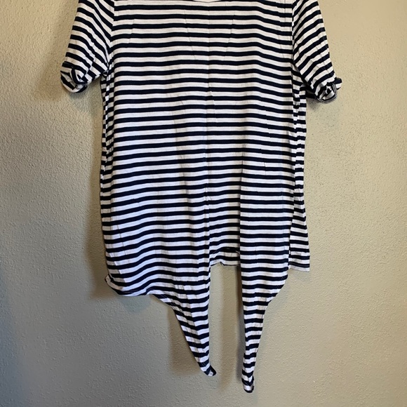 Green Envy Navy & White Striped Tie Front Knot Top - Picture 8 of 9